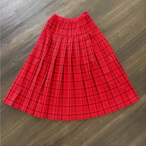 Women’s Vintage Pendleton Red and Black Plaid Checkerboard Pleated Skirt Size 6